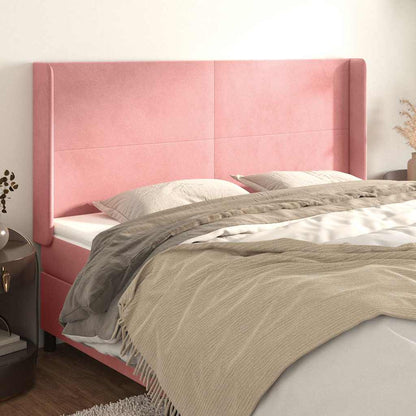 Kopfteil mit Ohren Rosa 203x16x118/128 cm Samt