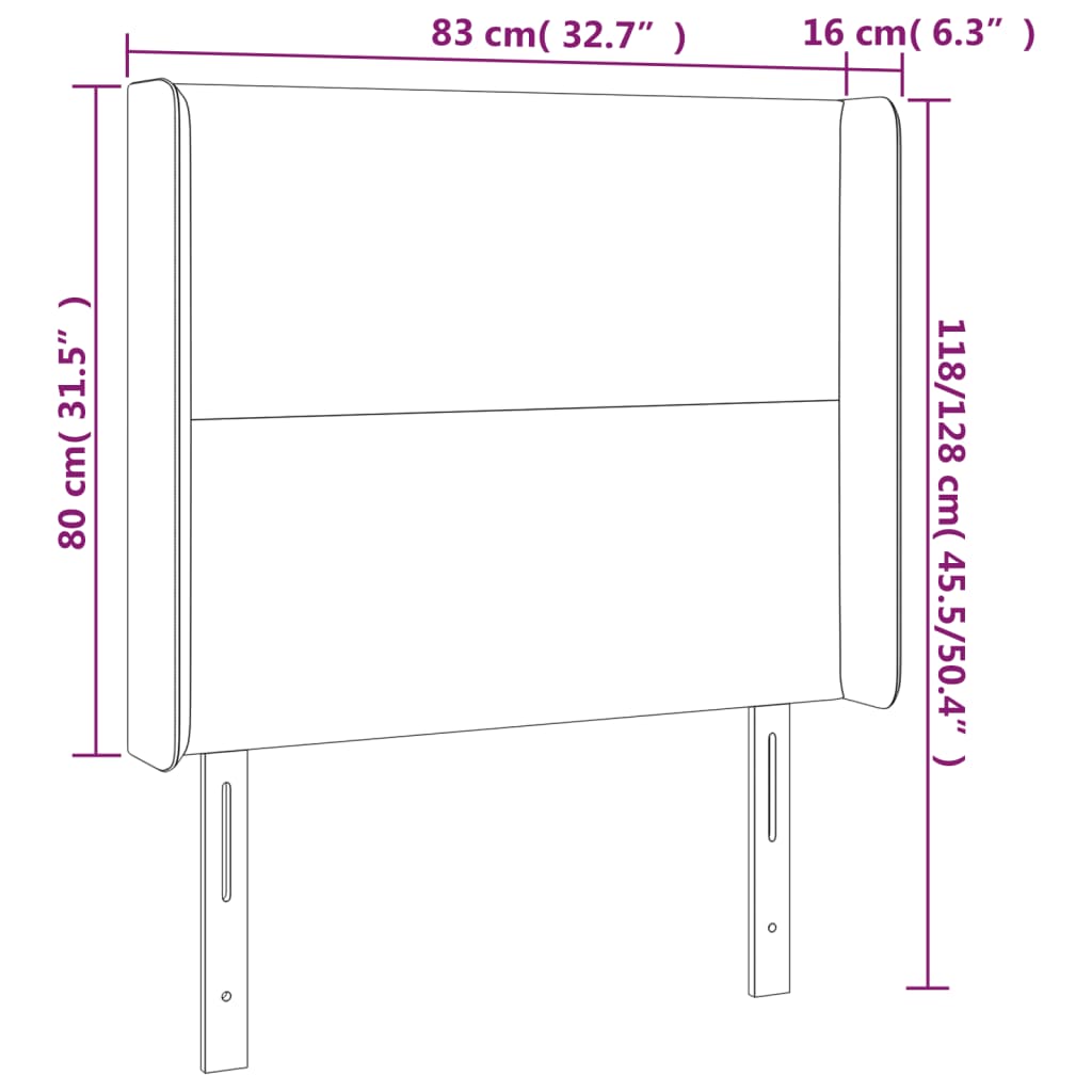 Kopfteil mit Ohren Creme 83x16x118/128 cm Kunstleder
