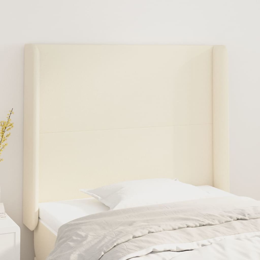 Kopfteil mit Ohren Creme 83x16x118/128 cm Kunstleder