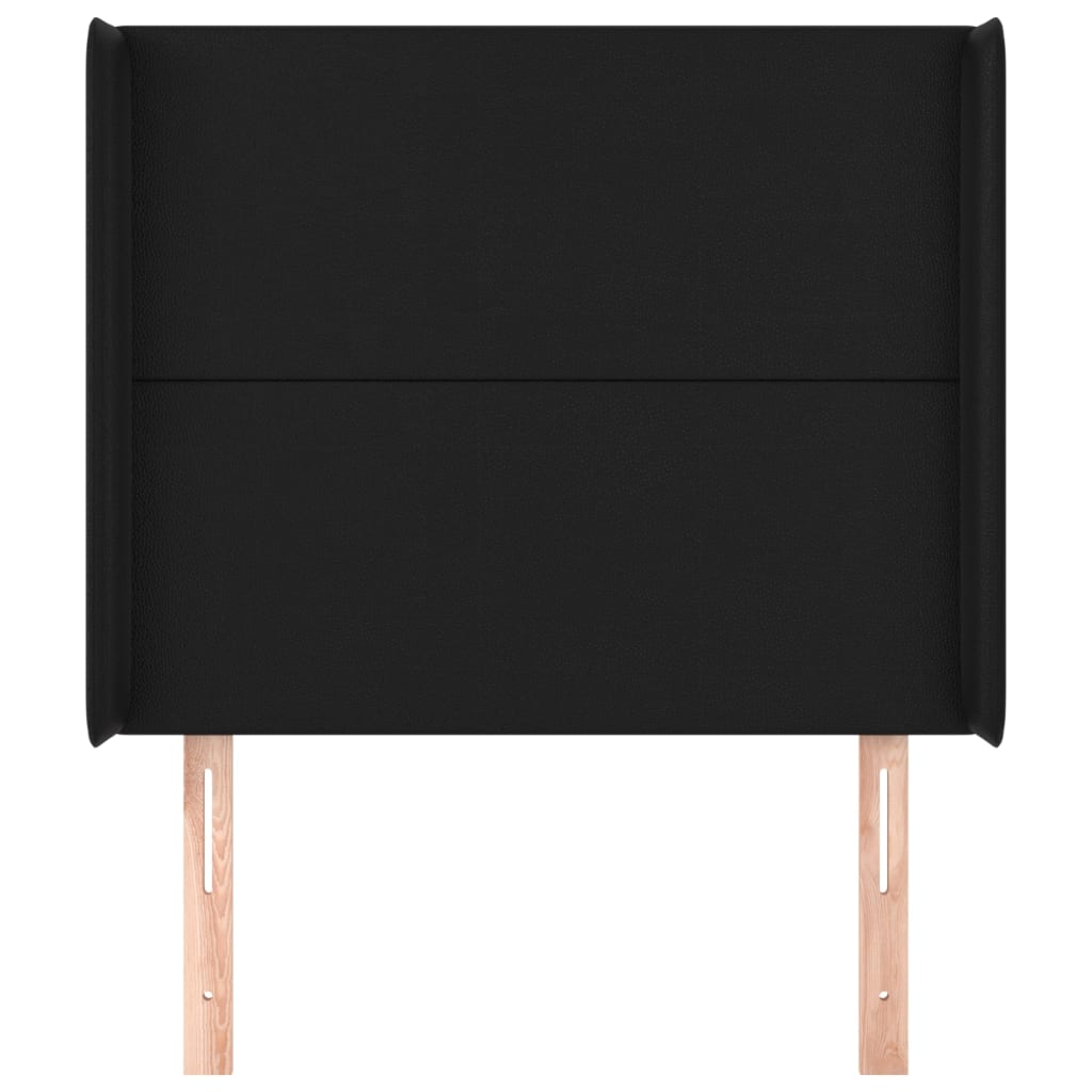 Kopfteil mit Ohren Schwarz 93x16x118/128 cm Kunstleder