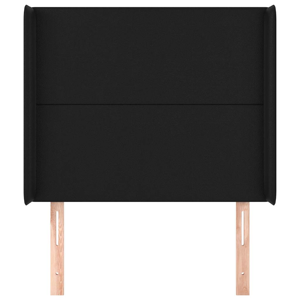 Kopfteil mit Ohren Schwarz 93x16x118/128 cm Kunstleder