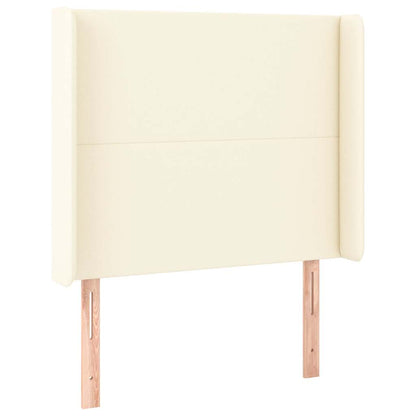 Kopfteil mit Ohren Creme 93x16x118/128 cm Kunstleder