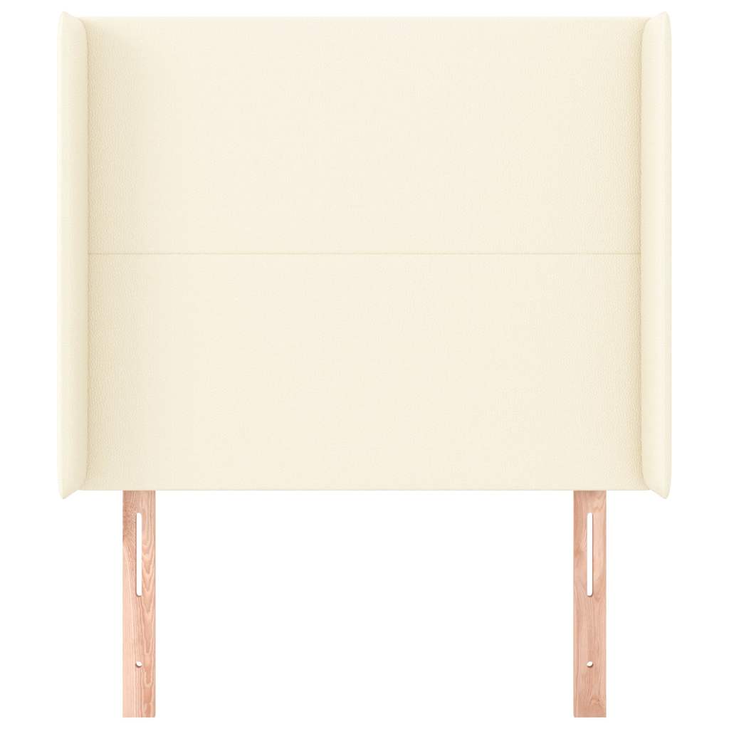 Kopfteil mit Ohren Creme 93x16x118/128 cm Kunstleder