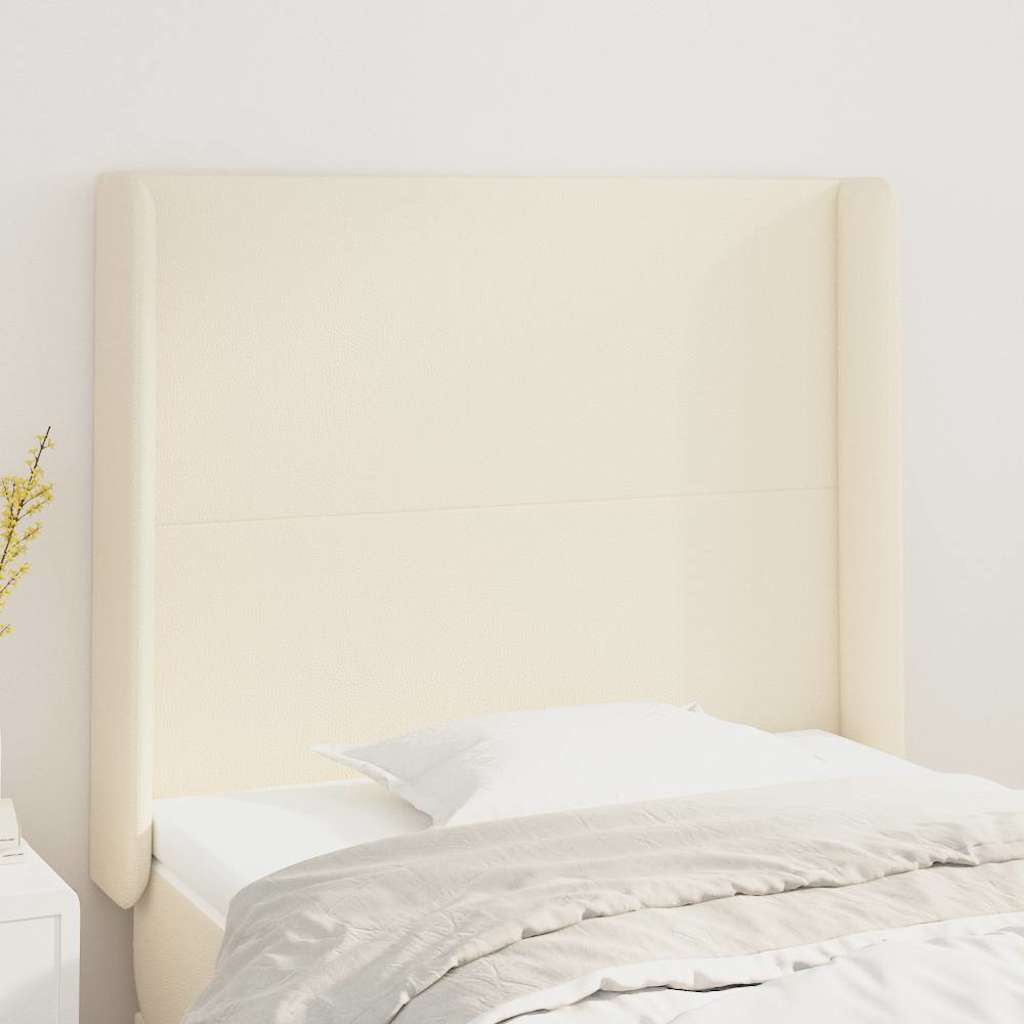 Kopfteil mit Ohren Creme 93x16x118/128 cm Kunstleder