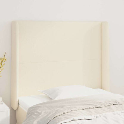 Kopfteil mit Ohren Creme 93x16x118/128 cm Kunstleder