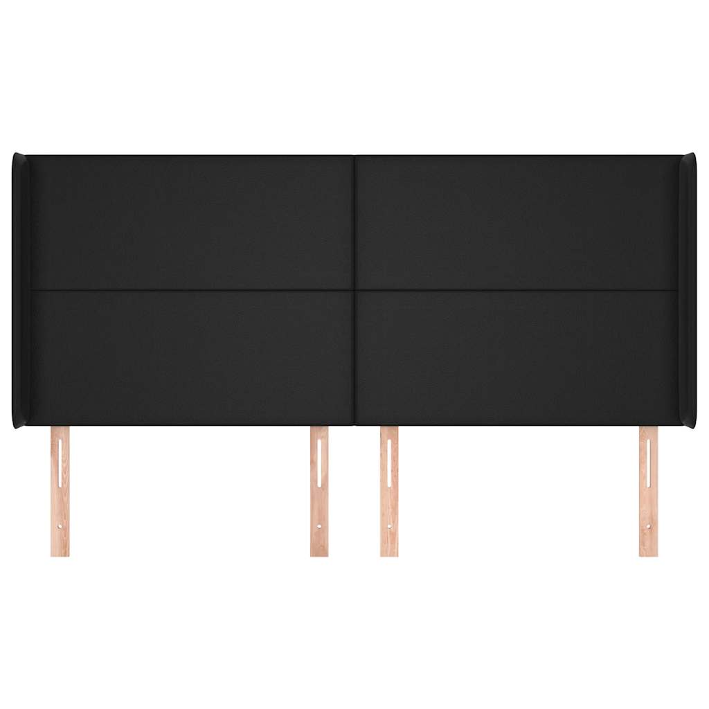 Kopfteil mit Ohren Schwarz 163x16x118/128 cm Kunstleder
