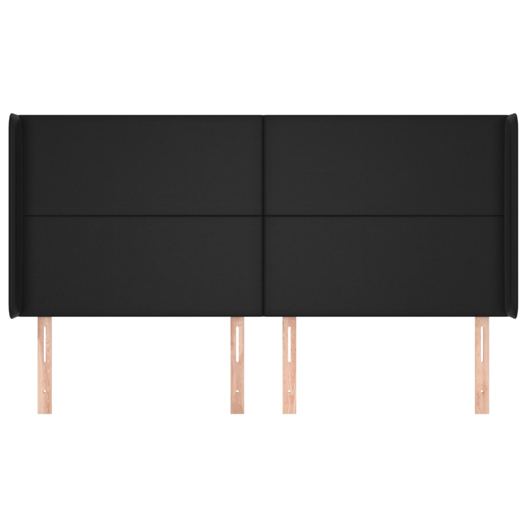 Kopfteil mit Ohren Schwarz 183x16x118/128 cm Kunstleder