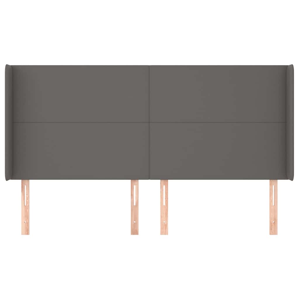 Kopfteil mit Ohren Grau 183x16x118/128 cm Kunstleder