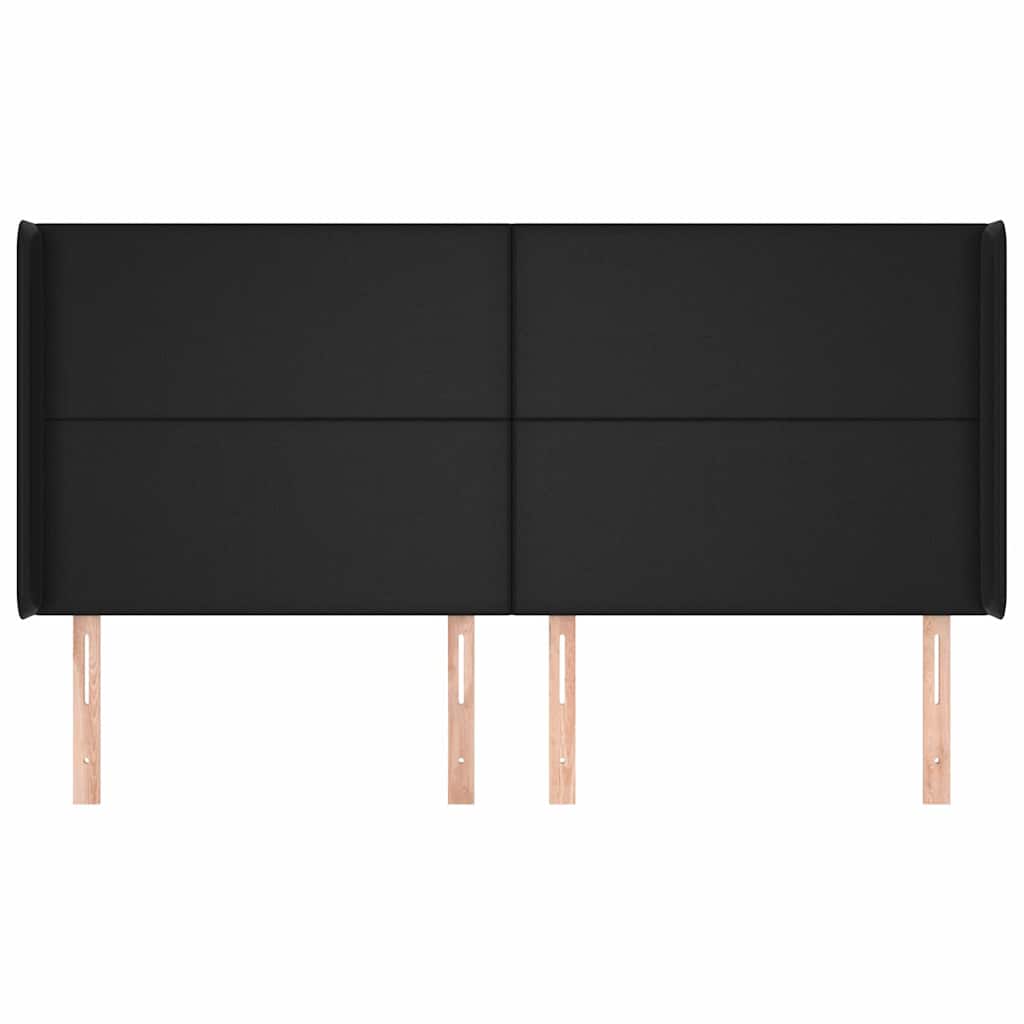 Kopfteil mit Ohren Schwarz 203x16x118/128 cm Kunstleder
