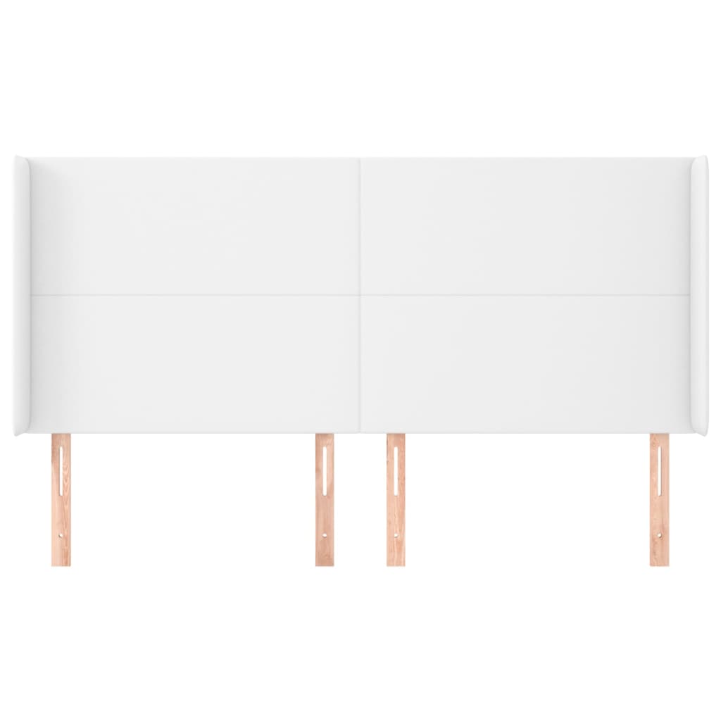 Kopfteil mit Ohren Weiß 203x16x118/128 cm Kunstleder