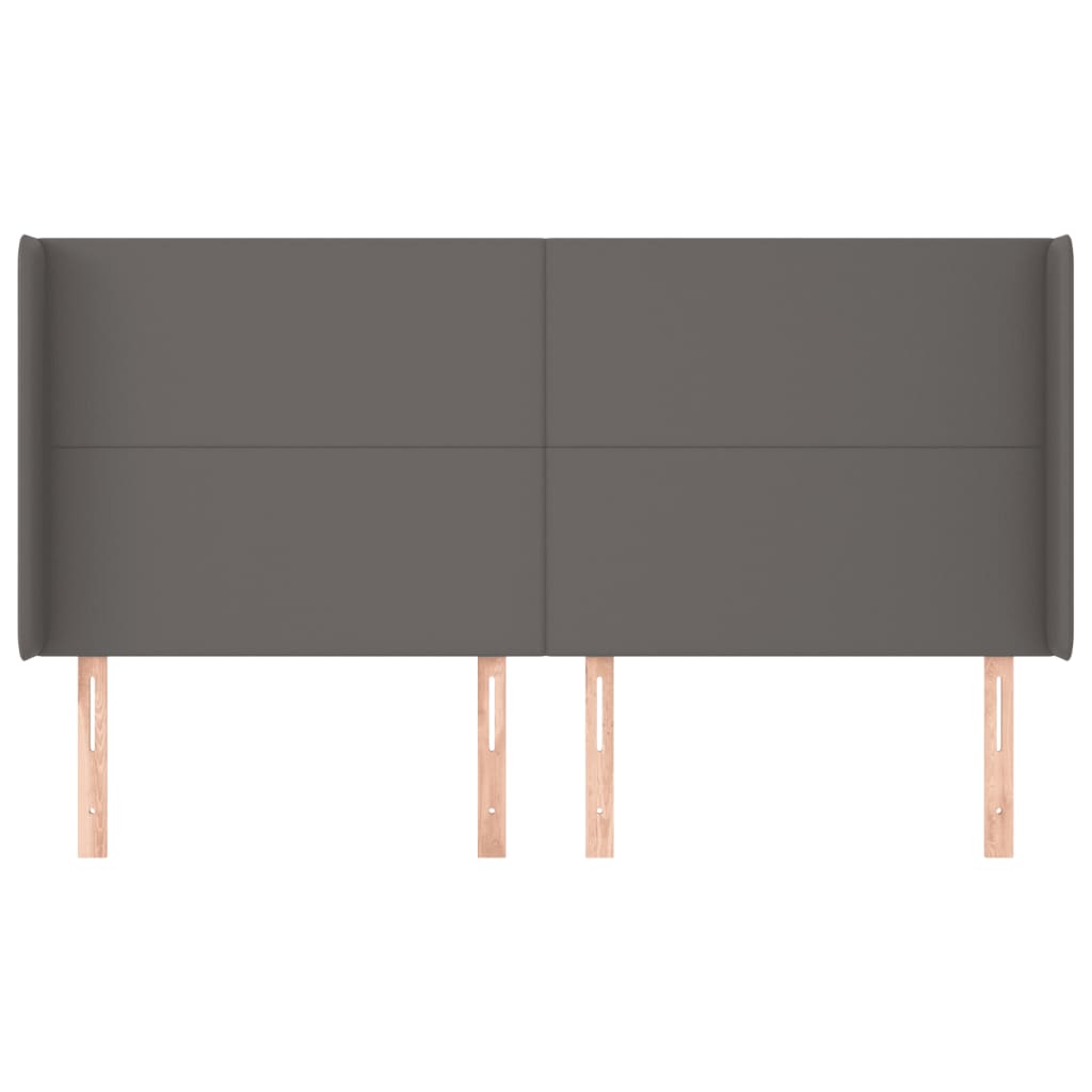 Kopfteil mit Ohren Grau 203x16x118/128 cm Kunstleder