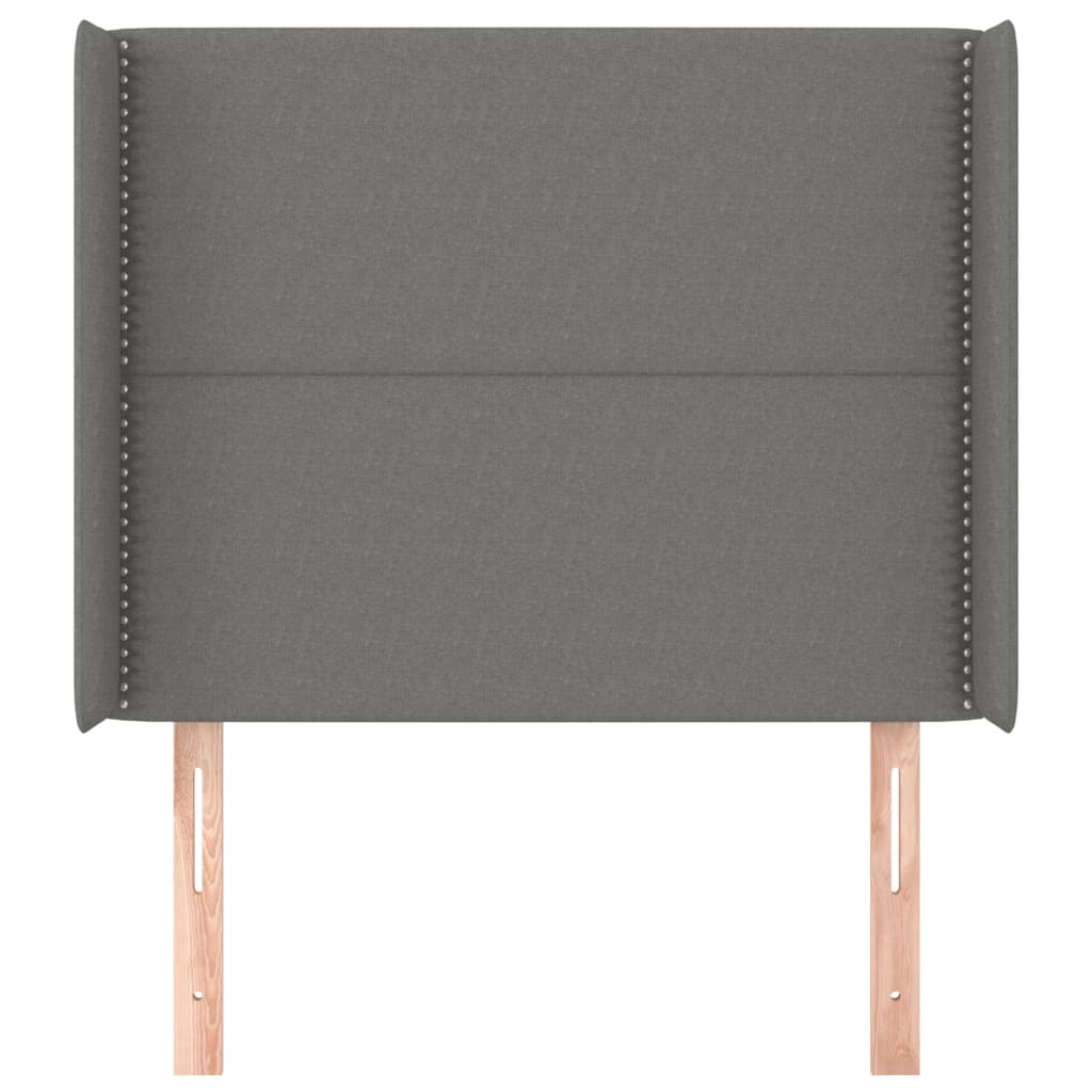 Kopfteil mit Ohren Dunkelgrau 93x16x118/128 cm Stoff