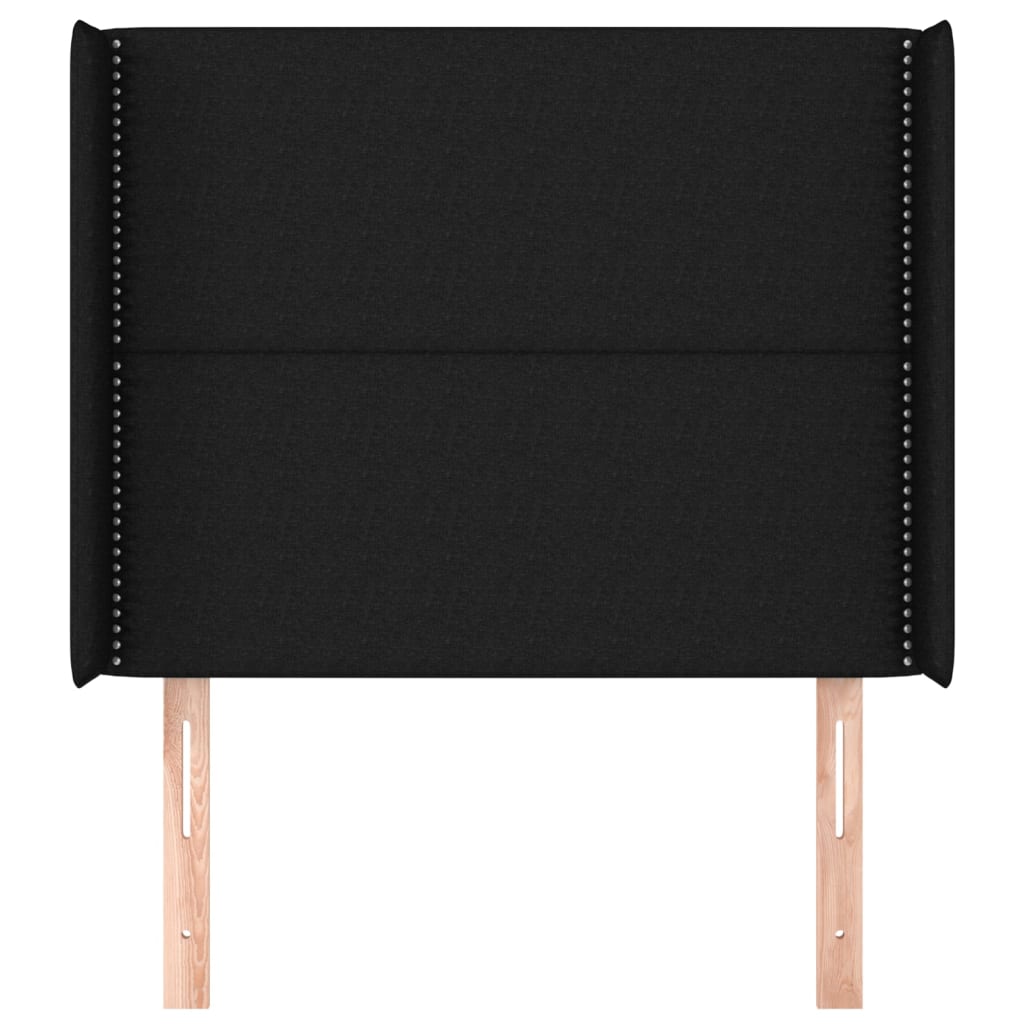 Kopfteil mit Ohren Schwarz 93x16x118/128 cm Stoff