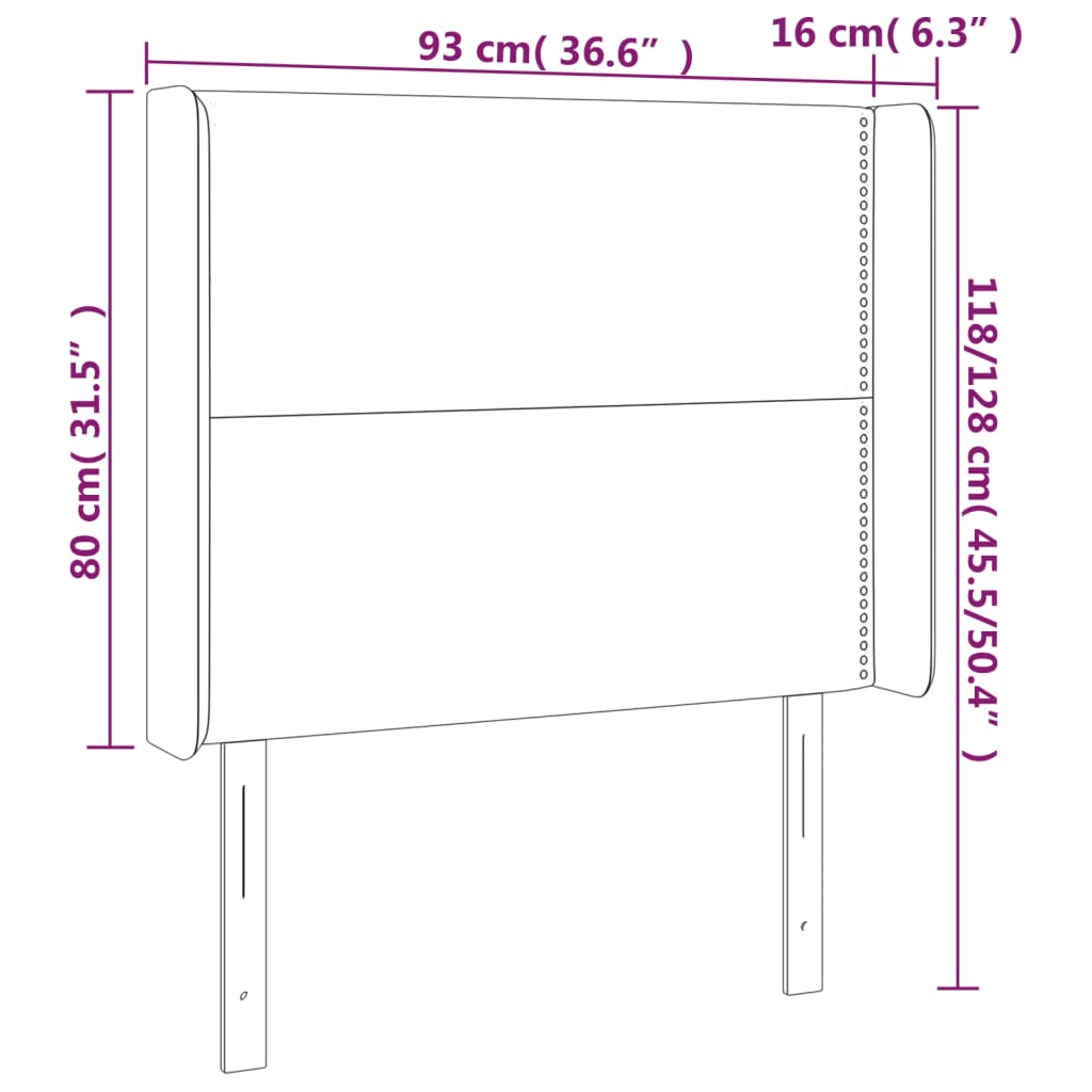 Kopfteil mit Ohren Schwarz 93x16x118/128 cm Stoff