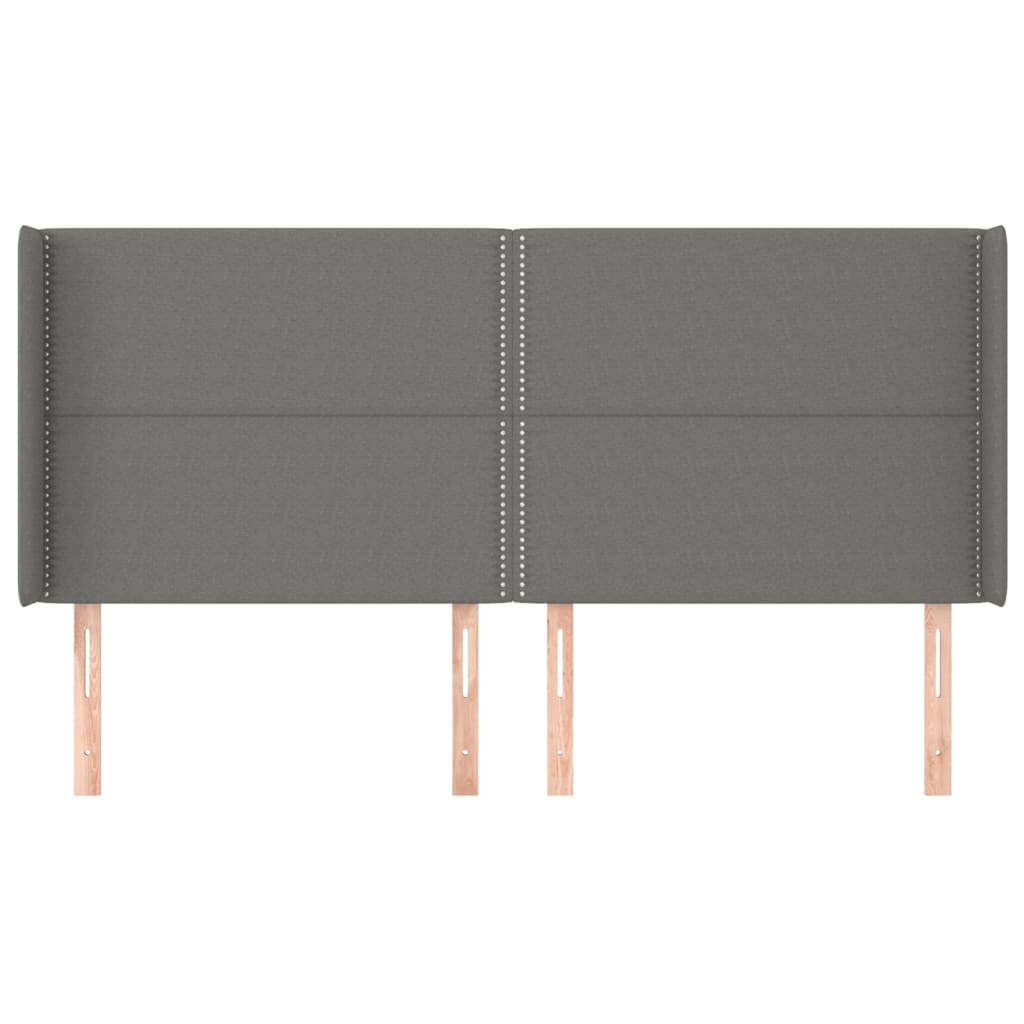 Kopfteil mit Ohren Dunkelgrau 183x16x118/128 cm Stoff