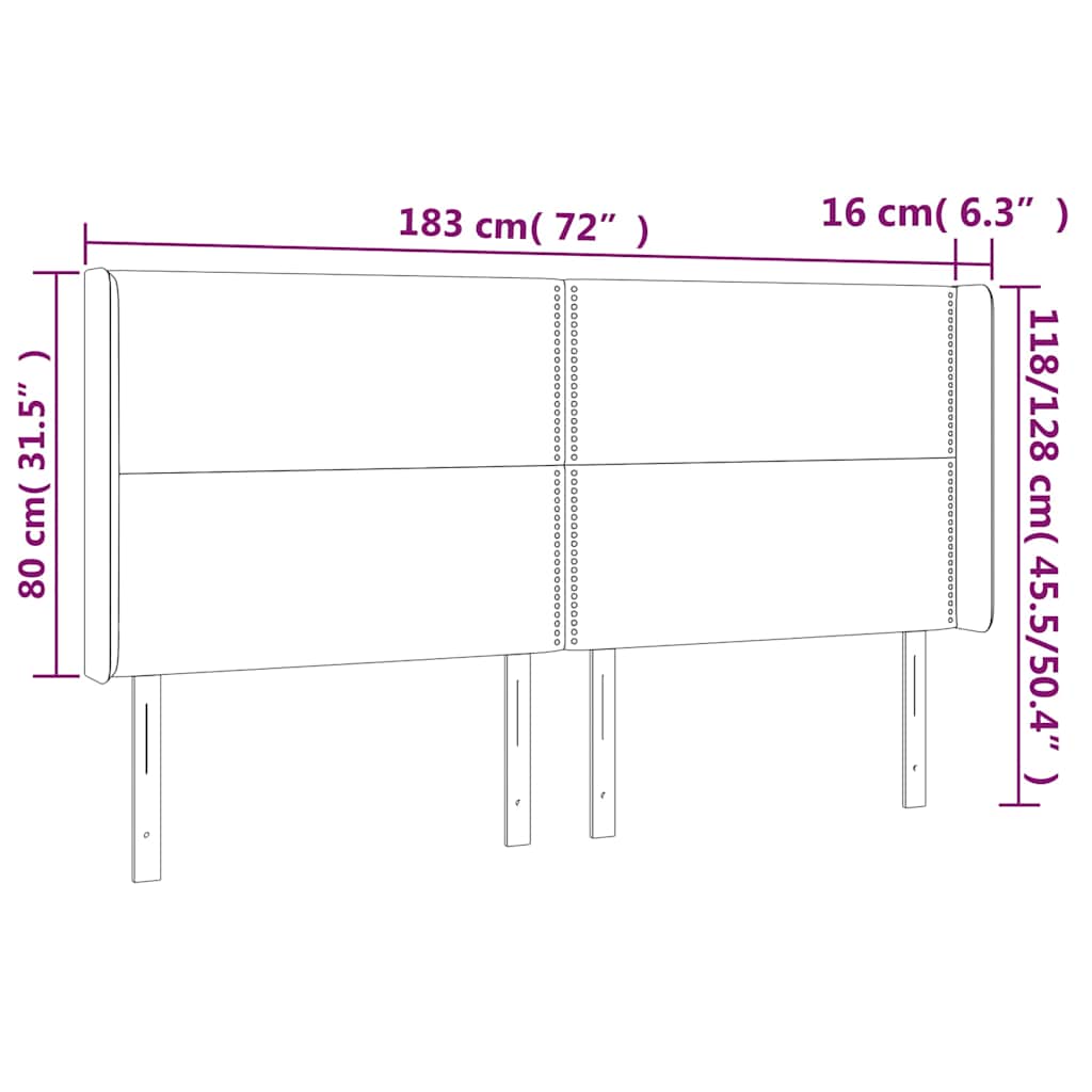 Kopfteil mit Ohren Dunkelgrau 183x16x118/128 cm Stoff
