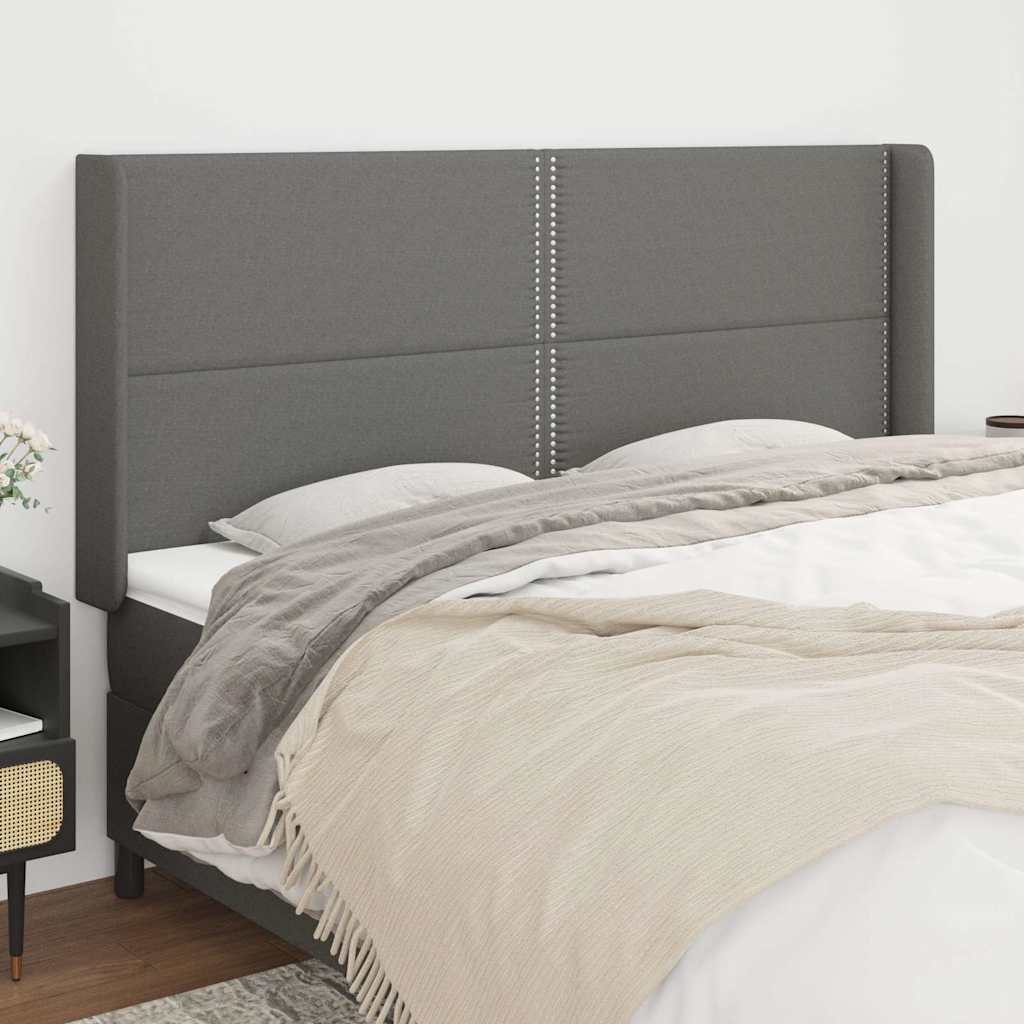 Kopfteil mit Ohren Dunkelgrau 183x16x118/128 cm Stoff