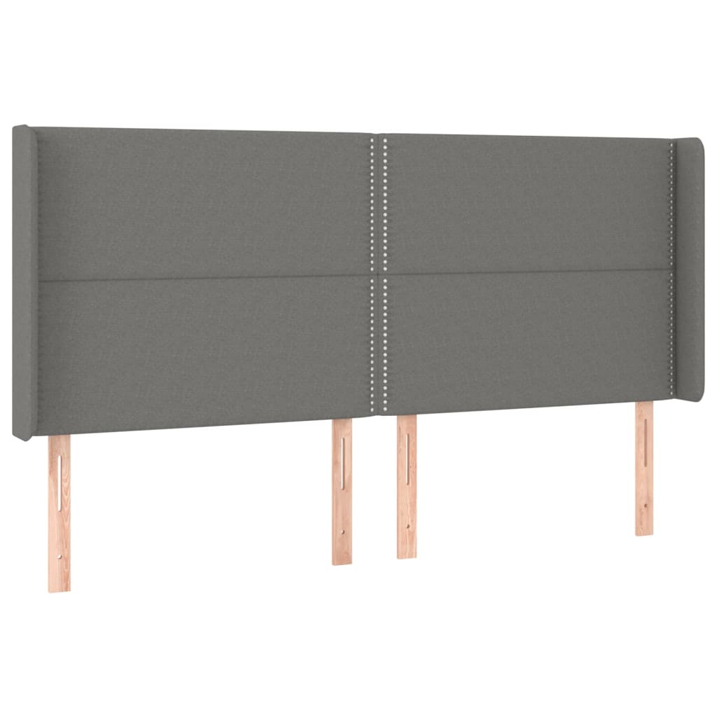 Kopfteil mit Ohren Dunkelgrau 203x16x118/128 cm Stoff