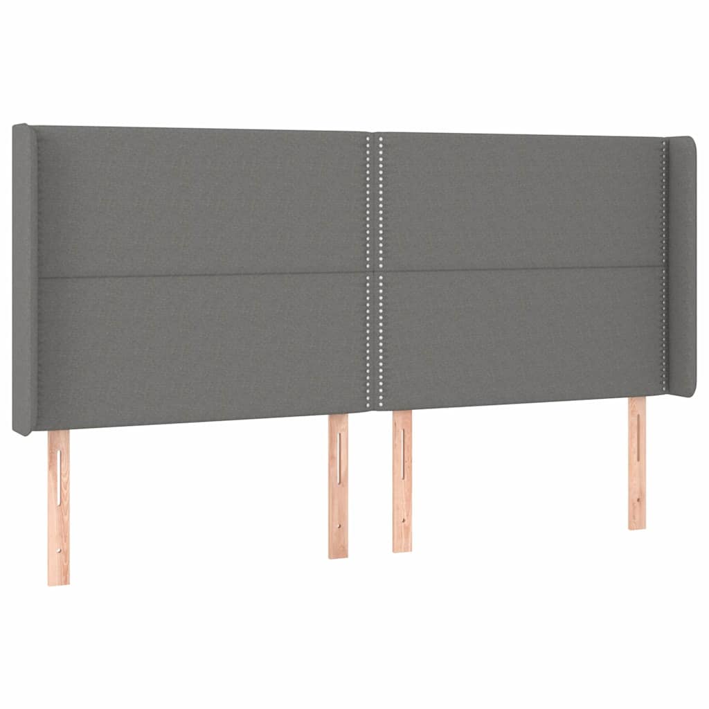Kopfteil mit Ohren Dunkelgrau 203x16x118/128 cm Stoff