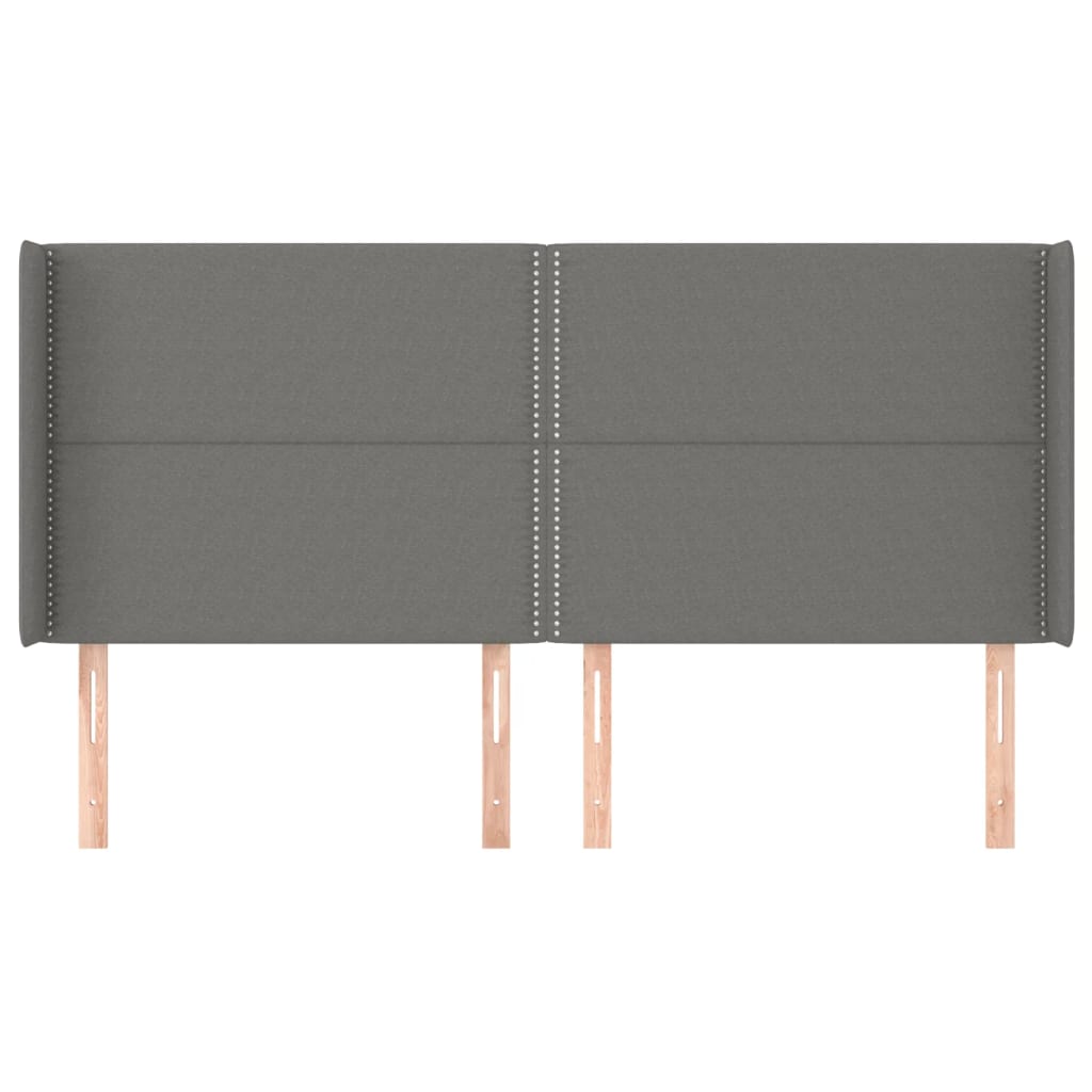 Kopfteil mit Ohren Dunkelgrau 203x16x118/128 cm Stoff