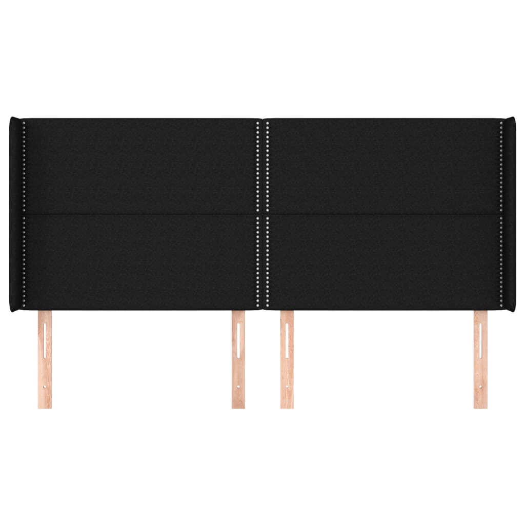 Kopfteil mit Ohren Schwarz 203x16x118/128 cm Stoff