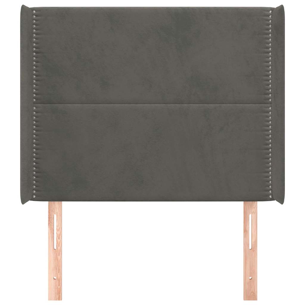 Kopfteil mit Ohren Dunkelgrau 93x16x118/128 cm Samt