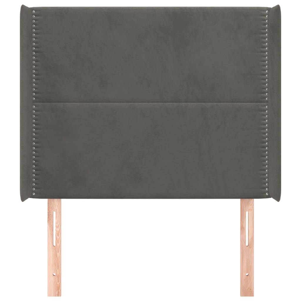Kopfteil mit Ohren Dunkelgrau 103x16x118/128 cm Samt