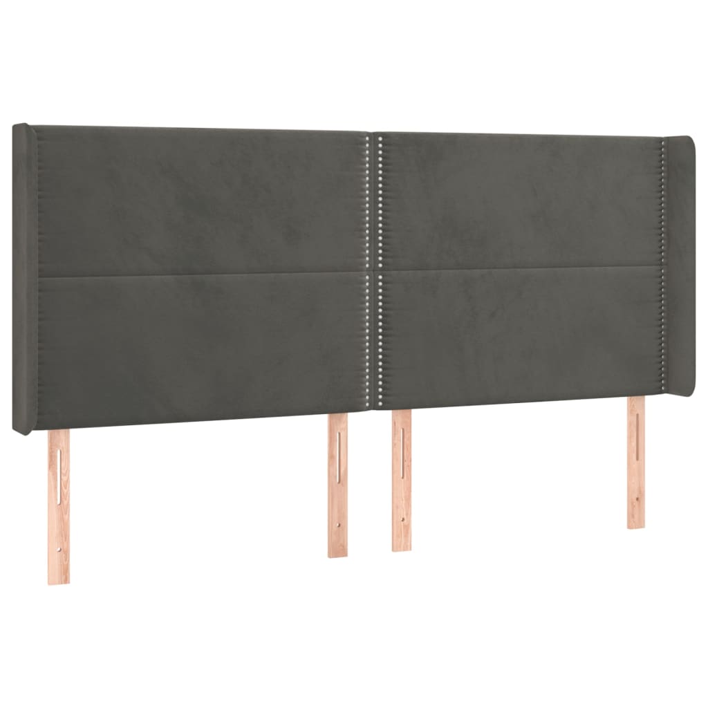 Kopfteil mit Ohren Dunkelgrau 203x16x118/128 cm Samt