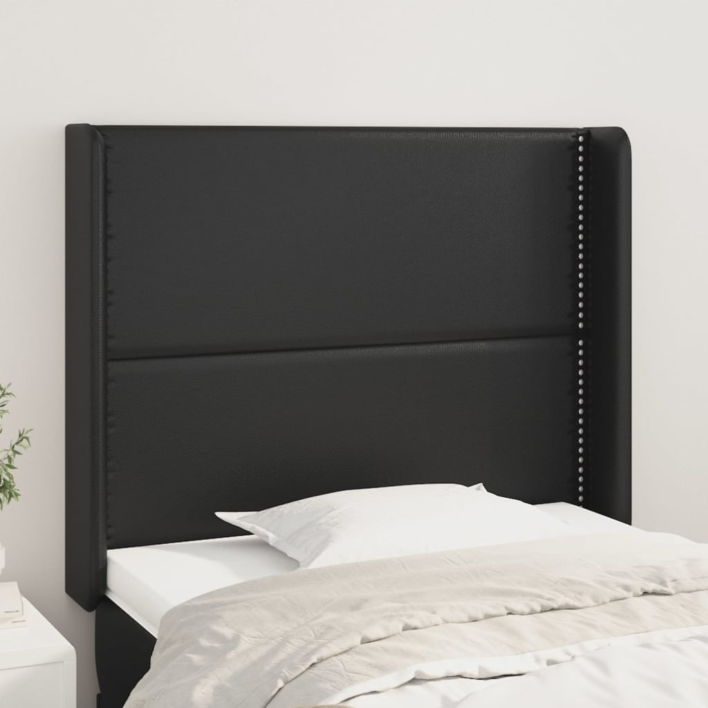 Kopfteil mit Ohren Schwarz 93x16x118/128 cm Kunstleder