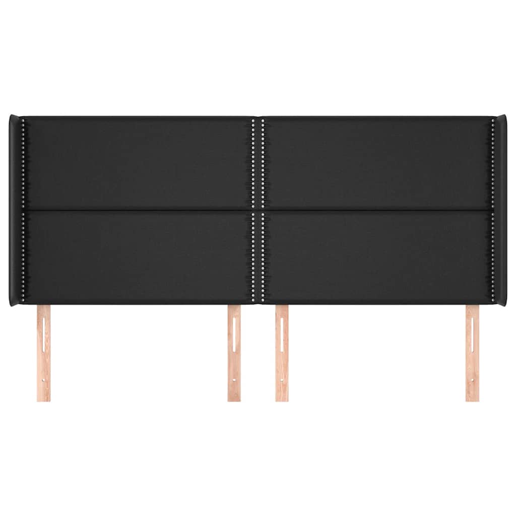 Kopfteil mit Ohren Schwarz 203x16x118/128 cm Kunstleder