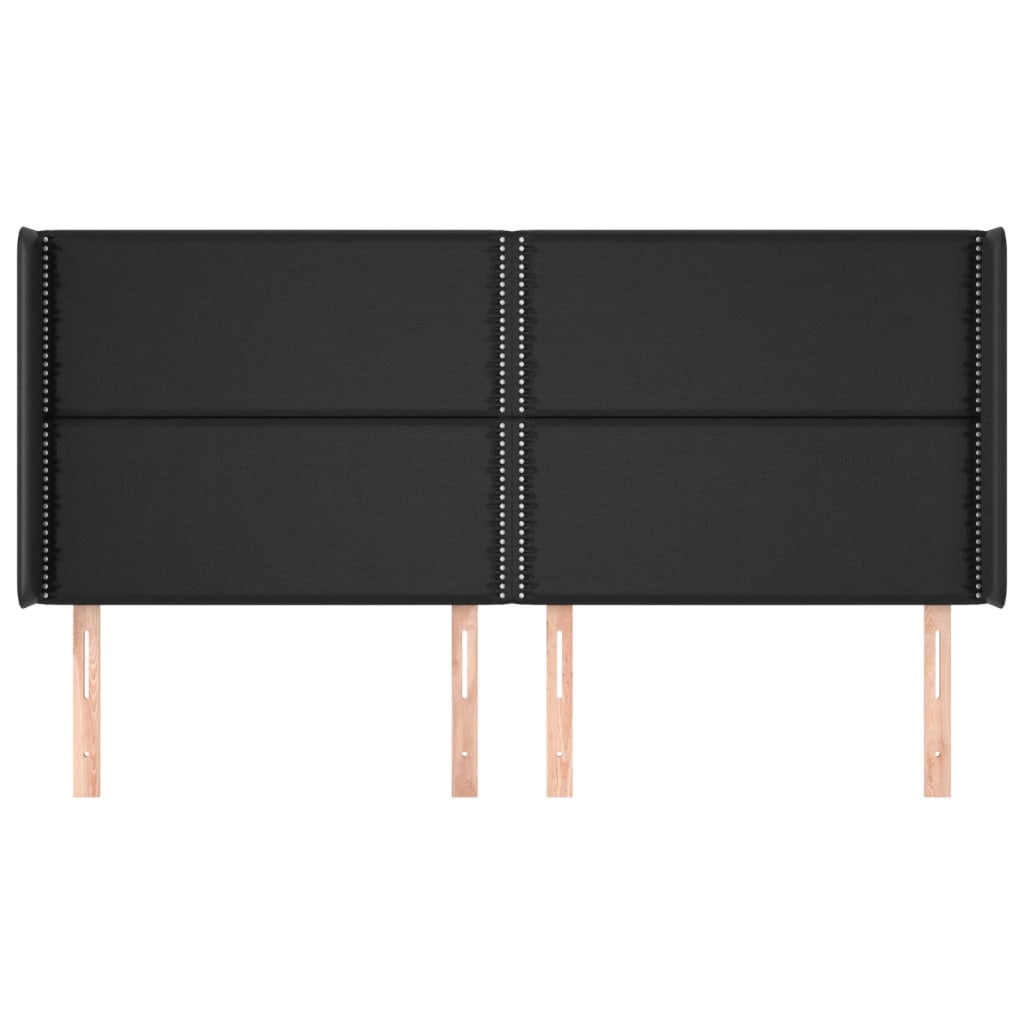 Kopfteil mit Ohren Schwarz 203x16x118/128 cm Kunstleder