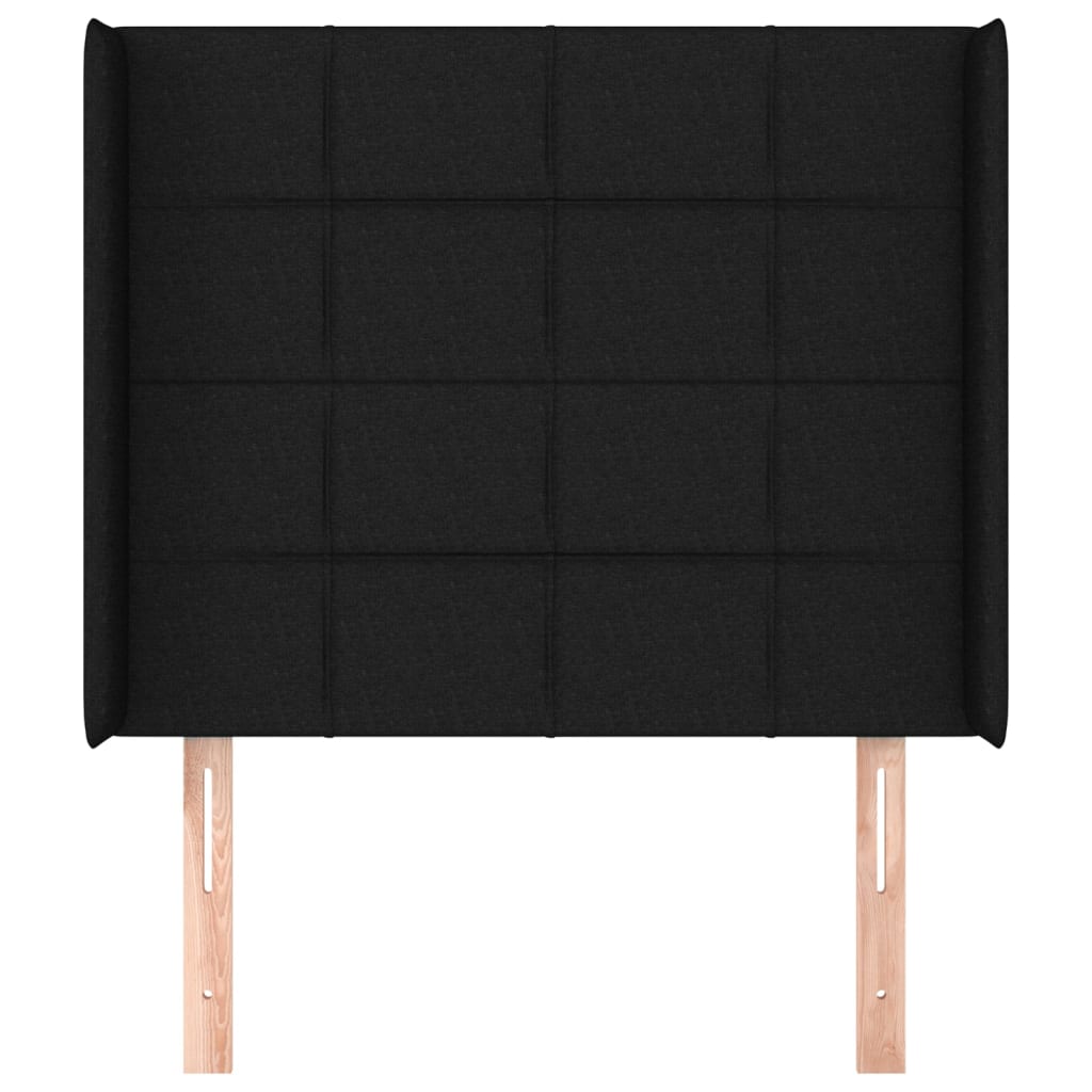 Kopfteil mit Ohren Schwarz 93x16x118/128 cm Stoff