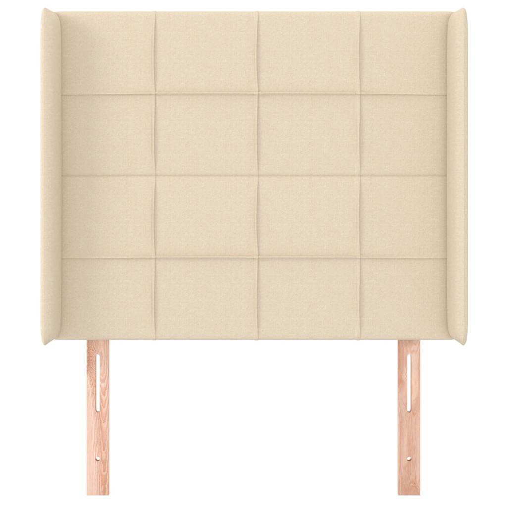 Kopfteil mit Ohren Creme 93x16x118/128 cm Stoff