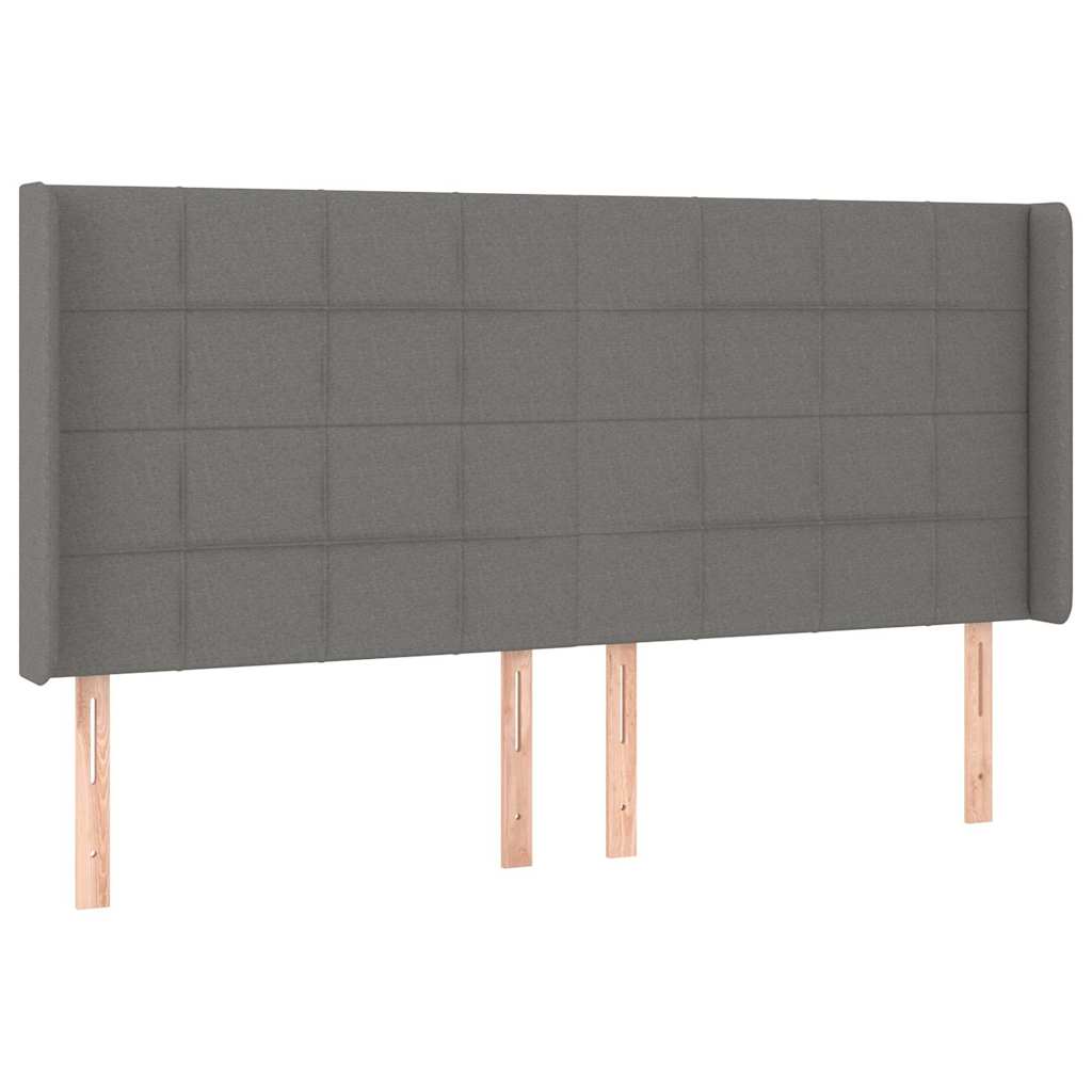Kopfteil mit Ohren Dunkelgrau 203x16x118/128 cm Stoff