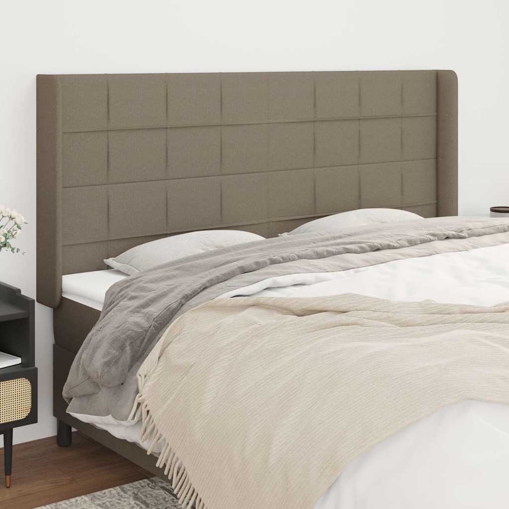 Kopfteil mit Ohren Taupe 203x16x118/128 cm Stoff