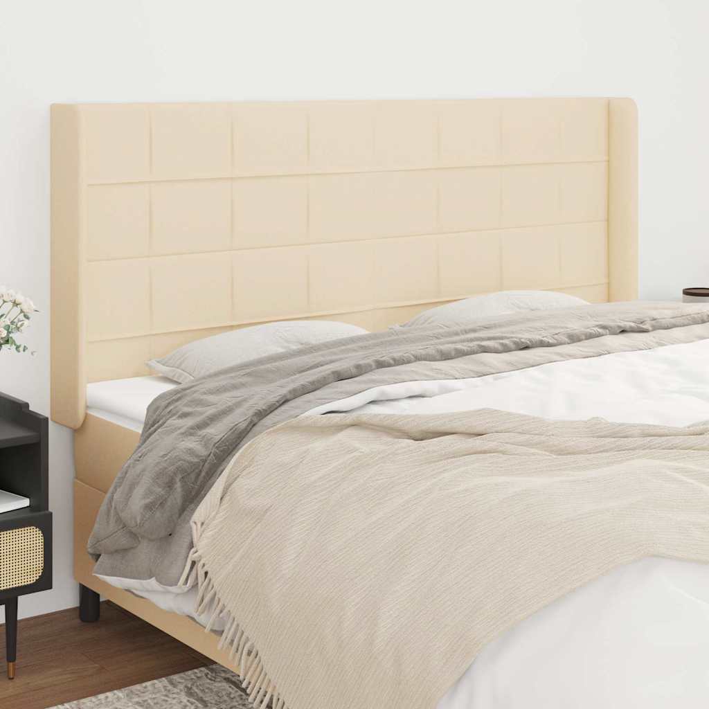 Kopfteil mit Ohren Creme 203x16x118/128 cm Stoff