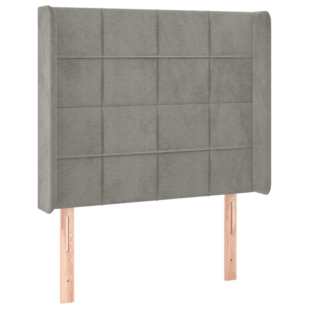 Kopfteil mit Ohren Hellgrau 103x16x118/128 cm Samt