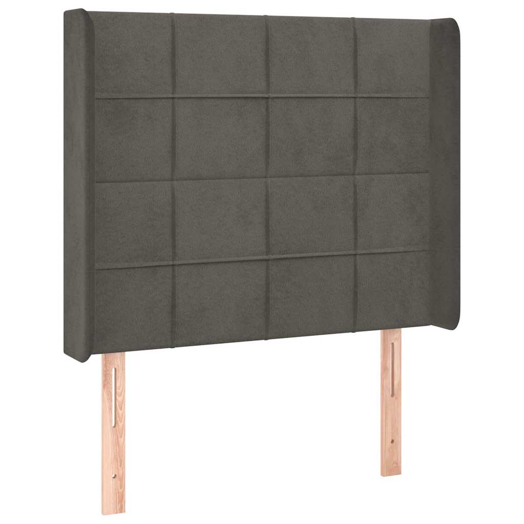 Kopfteil mit Ohren Dunkelgrau 103x16x118/128 cm Samt