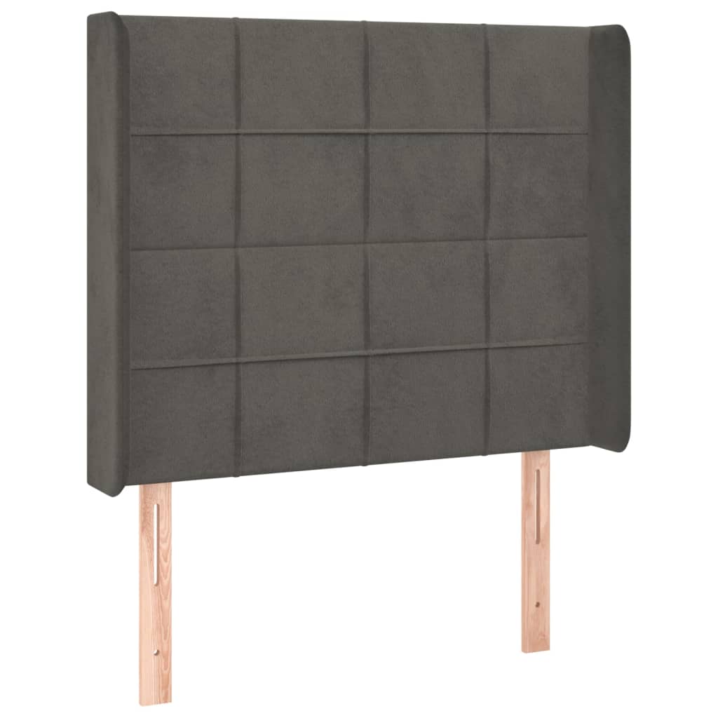 Kopfteil mit Ohren Dunkelgrau 103x16x118/128 cm Samt
