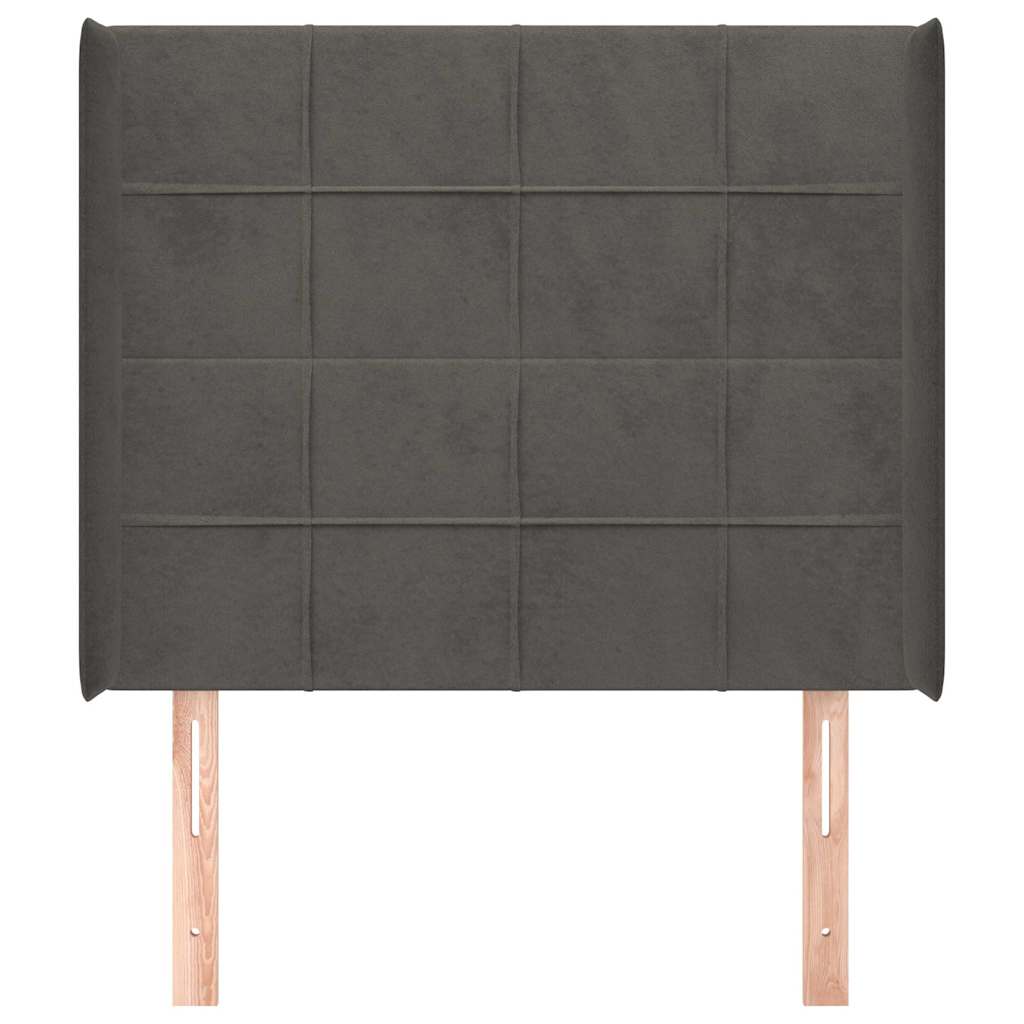 Kopfteil mit Ohren Dunkelgrau 103x16x118/128 cm Samt