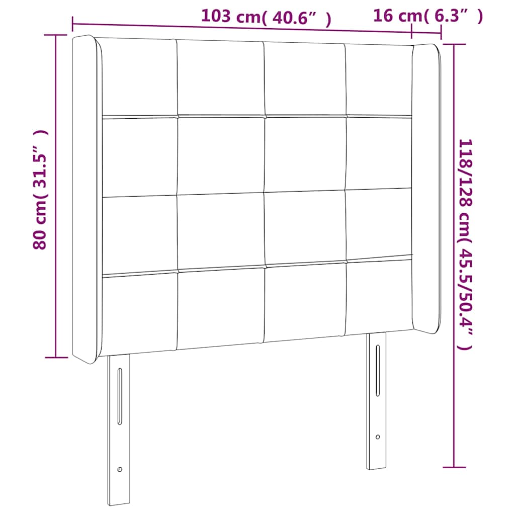Kopfteil mit Ohren Dunkelgrau 103x16x118/128 cm Samt