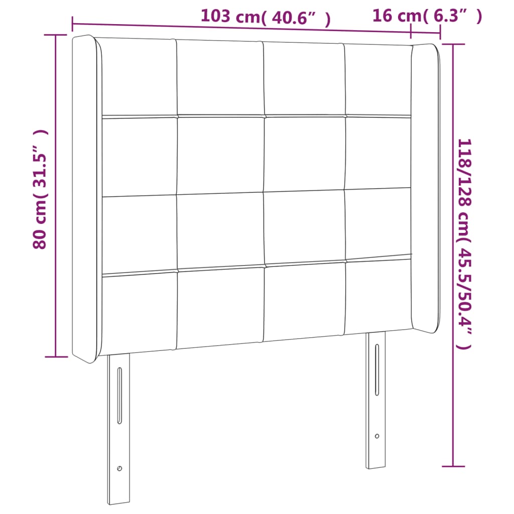 Kopfteil mit Ohren Dunkelgrau 103x16x118/128 cm Samt