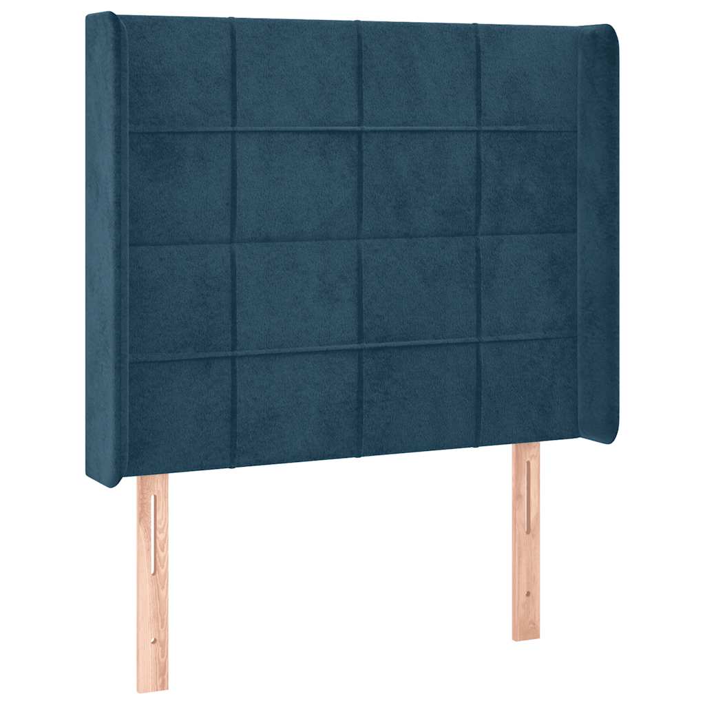 Kopfteil mit Ohren Dunkelblau 103x16x118/128 cm Samt