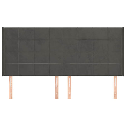 Kopfteil mit Ohren Dunkelgrau 183x16x118/128 cm Samt
