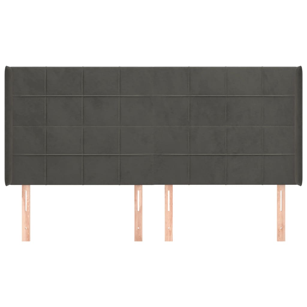 Kopfteil mit Ohren Dunkelgrau 203x16x118/128 cm Samt