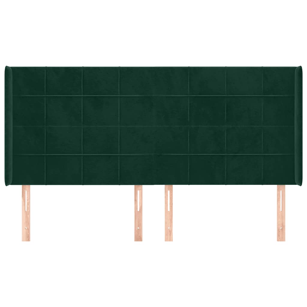 Kopfteil mit Ohren Dunkelgrün 203x16x118/128 cm Samt