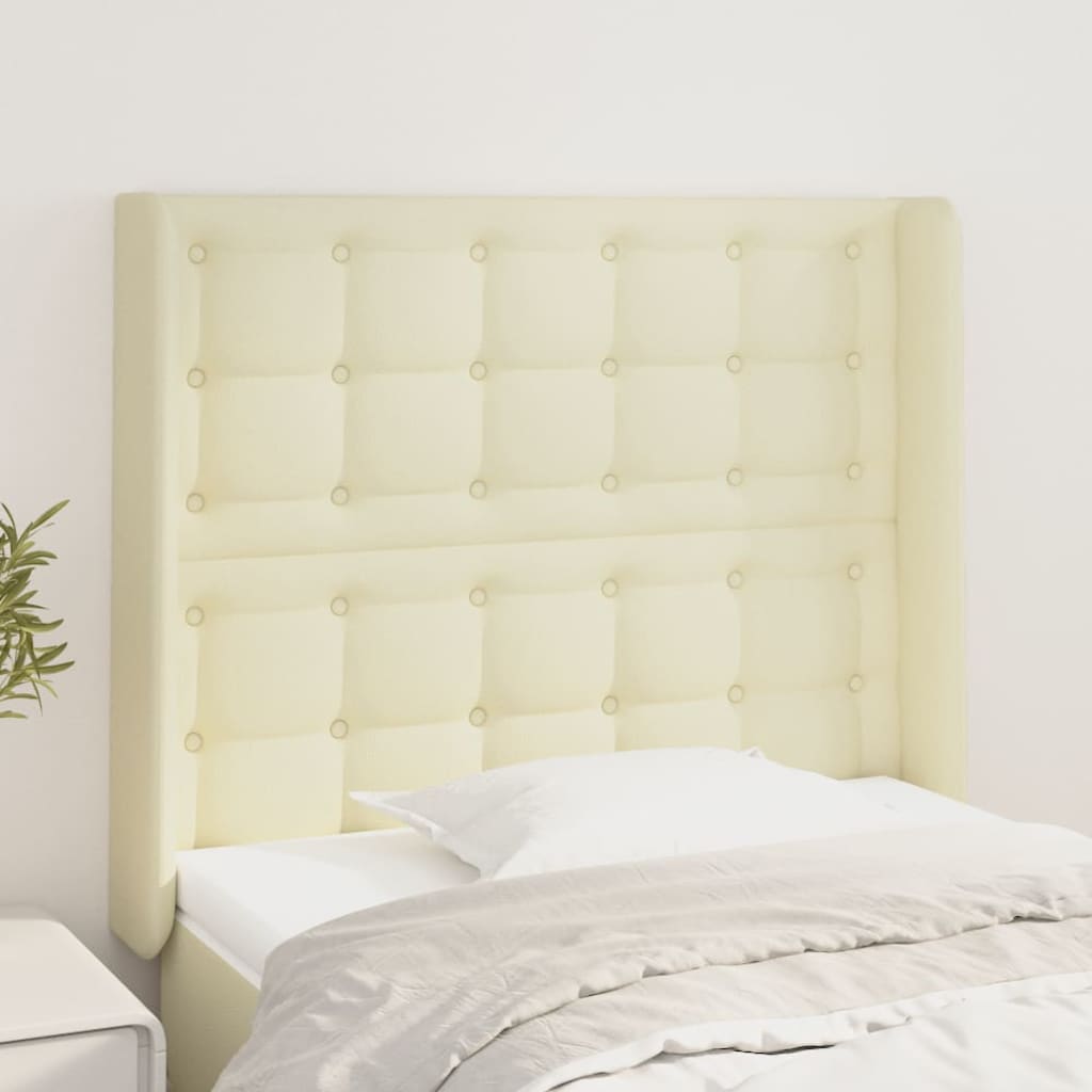 Kopfteil mit Ohren Creme 103x16x118/128 cm Kunstleder