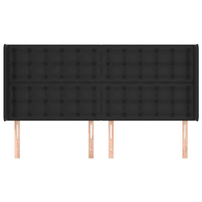 Kopfteil mit Ohren Schwarz 163x16x118/128 cm Kunstleder