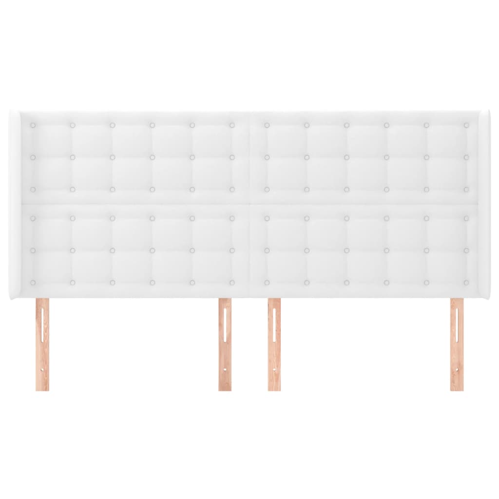 Kopfteil mit Ohren Weiß 163x16x118/128 cm Kunstleder