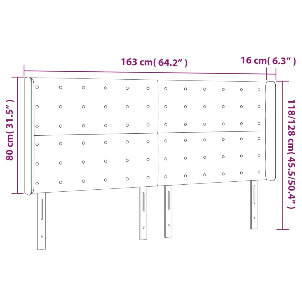 Kopfteil mit Ohren Weiß 163x16x118/128 cm Kunstleder